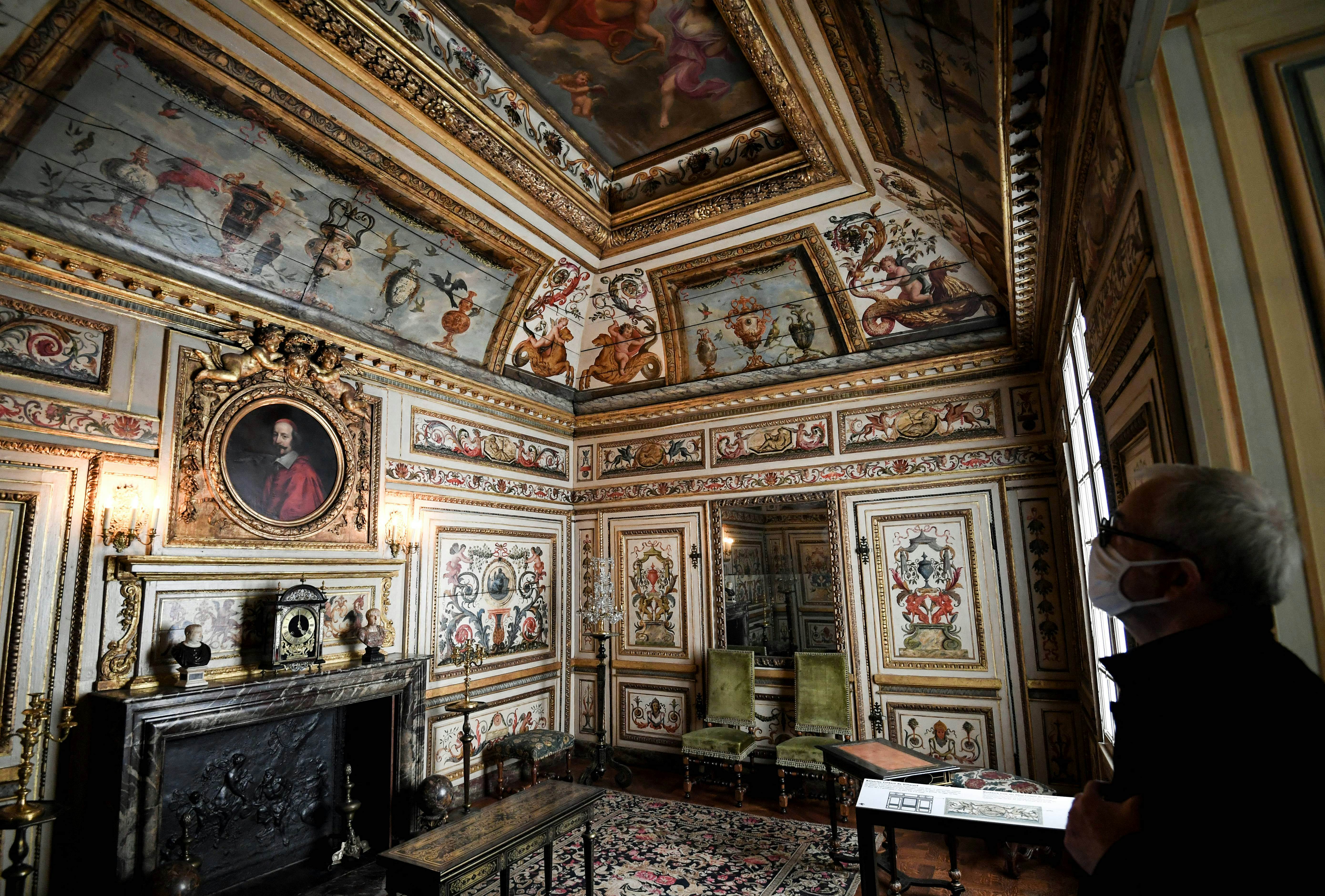 A person is watching the study of the Hôtel Colbert de Villacerf recreated at the Carnavalet museum  in Paris on May 21, 2021. - The Carnavalet museum will reopen on May 29, 2021 after a  four-year period of renovation. (Photo by ALAIN JOCARD / AFP) (Photo by ALAIN JOCARD/AFP via Getty Images)